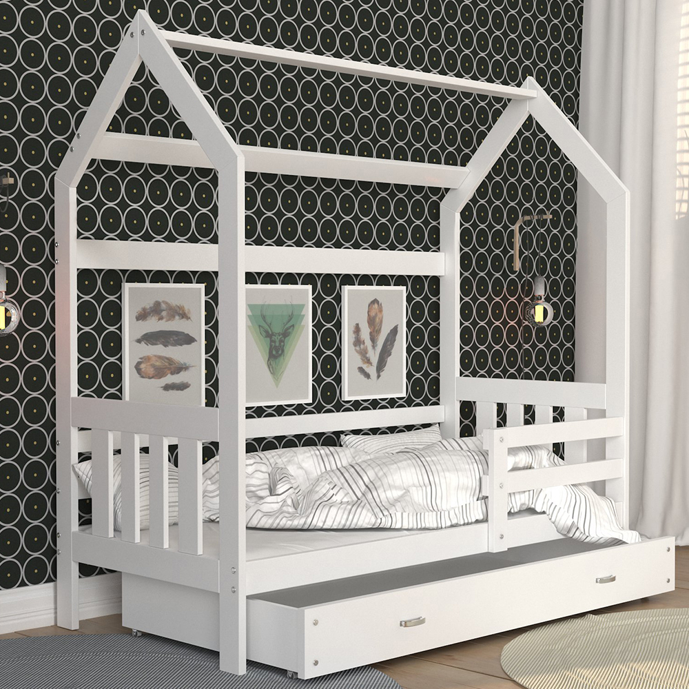 Lit Cabane Avec Tiroir Dominik Blanc Lit Enfant Matelas Lit Cabane Avec Tiroir Dominik Blanc Lit Enfant Matelas